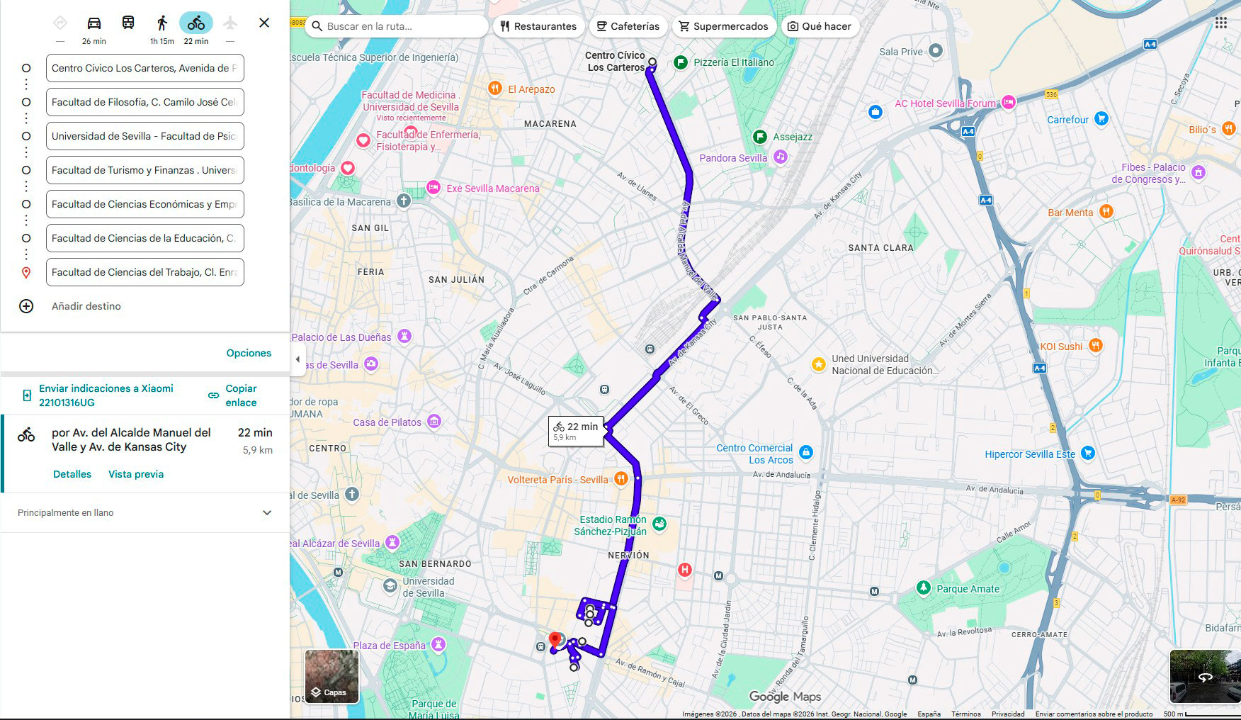 mapa de google maps para llegar al campus ramón y cajal